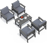 SERWALL Outdoor Patio Furniture Set, 5 Piece HDPE Patio Conversation Sets - Photo 1