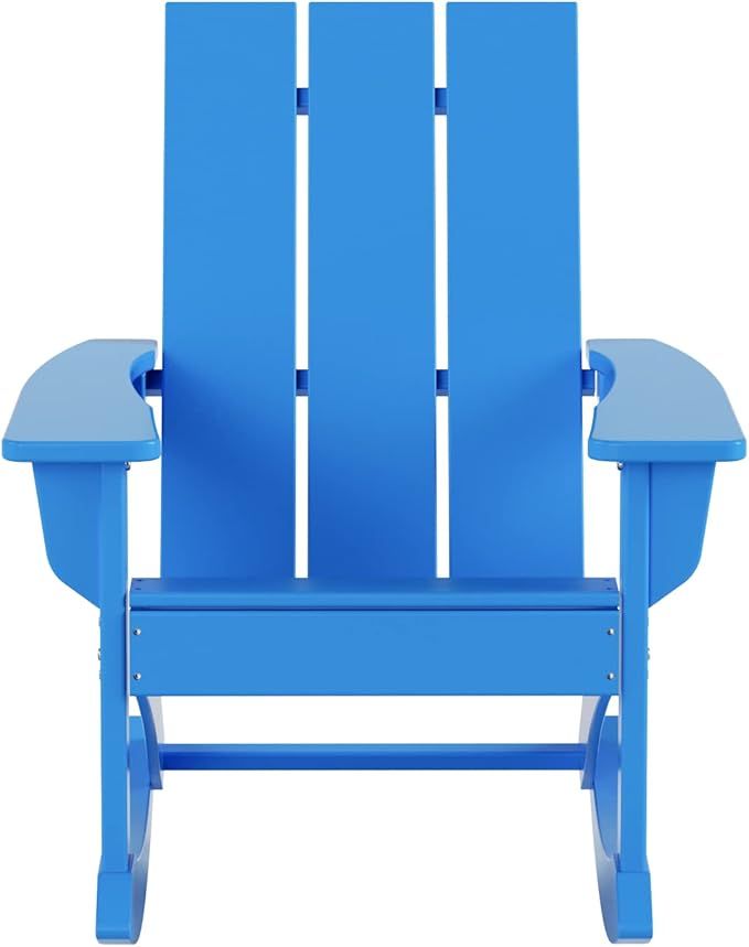 WO WESTIN OUTDOOR HDPE Shoreside Modern Rocking Poly Adirondack Chair (Set of 2),Pacific Blue