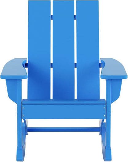 WO WESTIN OUTDOOR HDPE Shoreside Modern Rocking Poly Adirondack Chair (Set of 2),Pacific Blue