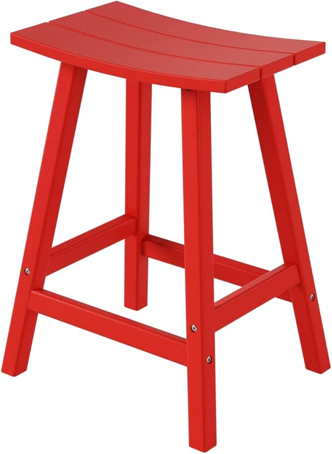 WestinTrends Malibu Malibu 24 Inch Counter High Saddle Stools (Set of 3), Red
