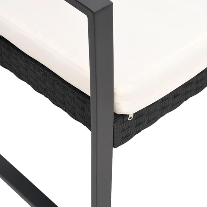 3-Seater Garden Bench Black Polypropylene 3-Seater Durable Patio Bench Park for Courtyard Balcony