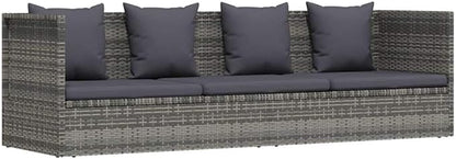 Garden Bed Grey PE Rattan 78.7x23.6 in Adjustable Armrests with Removable Cushions for Patio Lounge and Poolside Relaxation