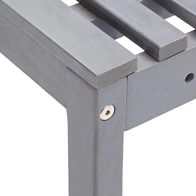vidaXL Patio Corner Bench, Outdoor Wooden Bench for Garden Park Potting Picnic, Solid Acacia Wood, Easy Assembly, 39.4" x 55.1" x 35.8" Grey