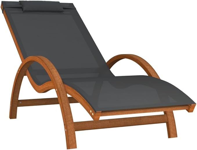 Sun Lounger Grey Textilene Standard Foldable Sun Lounger Beach Chair Outdoor Chaise Lounge for Yard Outside - Photo 3