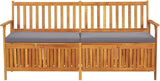 Storage Bench with Cushion, WoodenPatio Storage BenchOutdoor Garden Bench, Bench with Backrest for Patio, Garden, Yard - Photo 3