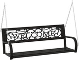 Garden Swing Bench Black Steel, Durable Plastic Hanging Mount, Weatherproof Outdoor Seating for Patio, Front Porch - Photo 3