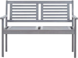 Grey Solid Eucalyptus Wood 2-Seater Garden Bench with Sturdy Construction and Comfortable Design for Outdoor Spaces - Photo 3