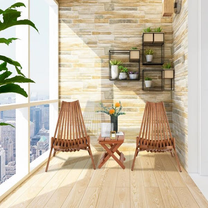 Generic Acacia Wood Folding Wooden Outdoor Chair -Stylish Low Profile Acacia Wood Lounge Chair for The Patio, Porch, Lawn, Garden or Home Furniture, Brown