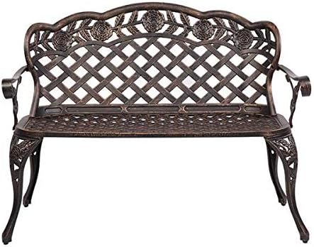 42.5inch Bronze Outdoor Garden Bench Patio Park Bench Patio Seating Sturdy Patio Bench Porch Bench Furniture Chair Seat for Outside, Backyard, Park, Lawn 108 x 60 x 83cm