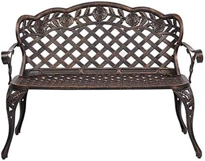 42.5inch Bronze Outdoor Garden Bench Patio Park Bench Patio Seating Sturdy Patio Bench Porch Bench Furniture Chair Seat for Outside, Backyard, Park, Lawn 108 x 60 x 83cm