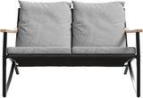 47.2 in Wide Black Metal Garden Bench, Powder-Coated Steel Outdoor Seating with Cushions for Patio, Balcony & Backyard - Photo 5