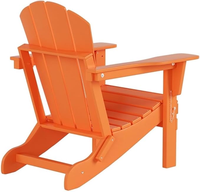 Costaelm Outdoor Folding Chair, Outdoor Seating Folding Firepit Chairs, All Weather Poly Adirondack Chair for Deck Backyard Garden Lawn Pool Patio, Orange