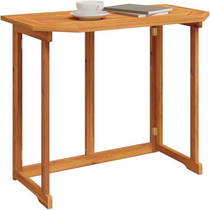Balcony Table Brown Solid Acacia Wood Medium Foldable Poolside Table Coffee Tables for Beach Garden - Photo 3
