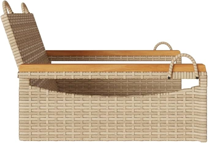Single Patio Seating Beige, 24.4 x 24.8 x 15.7 in Poly Rattan Garden Seat with Powder-Coated Frame, Contemporary Balcony Loveseat for Small Outdoor Spaces, Quick Assembly