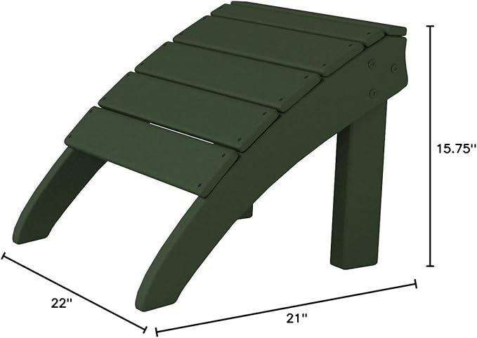 POLYWOOD SHO22GR Seashell Adirondack Chair Ottoman, Green