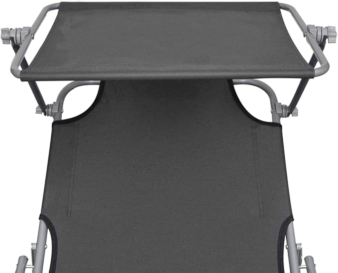 Gray Folding Sunlounger, 74.2" Aluminum Chaise w/Adjustable Backrest, UV Resilient Poolside Recliner - Photo 7
