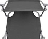 Gray Folding Sunlounger, 74.2" Aluminum Chaise w/Adjustable Backrest, UV Resilient Poolside Recliner - Photo 7