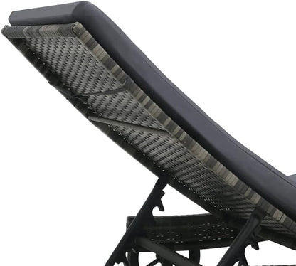 Sunlounger Anthracite PE (Polyethylene) Rattan Large Outdoor Chaise Lounge Garden Lounge Chair for Balcony Yard