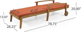 Outdoor Chaise Lounge Chair, Pool Lounge Chairs with Wheels, 5-Position Adjustable Backrest & Wood Frame - Photo 3