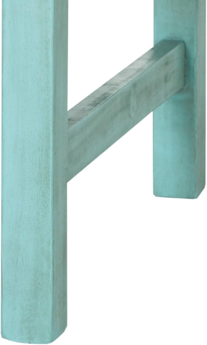 SAFAVIEH Outdoor Patio Furniture Collection – Brentwood Blue & Beige Distressed Acacia Wood Bench with Silver Accents, Classic Outdoor Seating for Porch or Garden (PAT6732D)