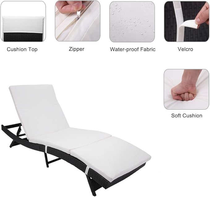 VINGLI Adjustable Patio Wicker Chaise Lounge Outdoor, Rattan Outdoor Lounge Chair - Photo 5