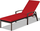 Tangkula Patio Rattan Lounge Chair, Outdoor Reclining Chaise with Cushion and Armrest - Photo 9