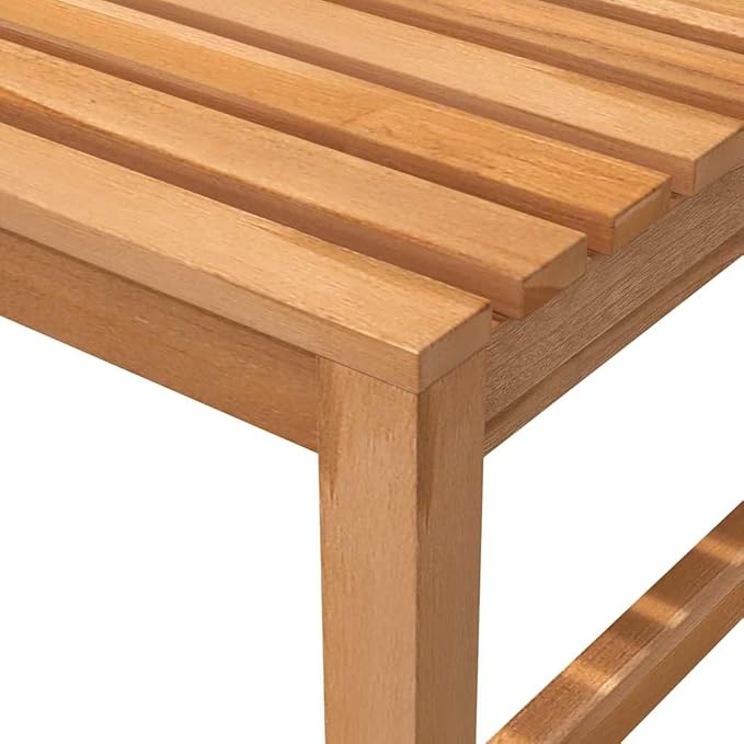 Solid Teak Wood Garden Bench 59.1 Inch Long Brown Outdoor Furniture for Patio Garden Entryway Durable Vintage Design Easy Assembly Seats 3