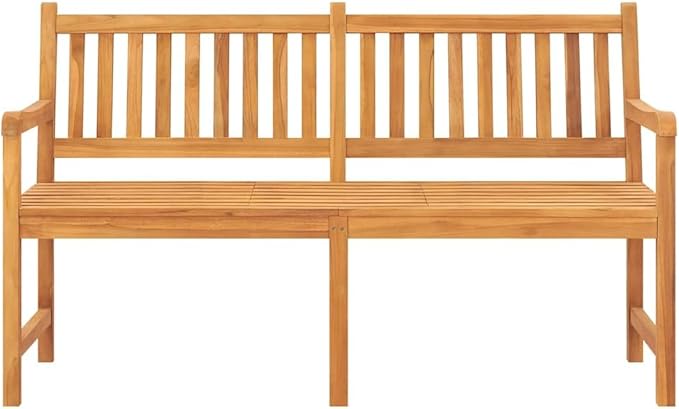 Solid Teak Wood 3-Seater Garden Bench with Convertible Center Table, Rustic Outdoor Patio Furniture for Backyard, Durable Kiln-Dried Teak Seating Set