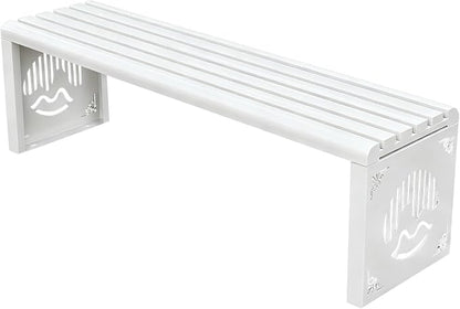 Heavy Duty Outdoor Benches Weatherproof Galvanized Steel Park Benches Slats Design Metal Garden Chair Commercial Street Furniture for School Porch Entryway Lawn(White,120cm(47.24in))