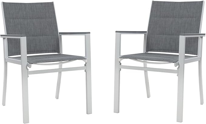 Kozyard Villa Outdoor Patio Dining Chairs Set of 2, Aluminum Frame with Padded Textilene Fabric - Photo 1