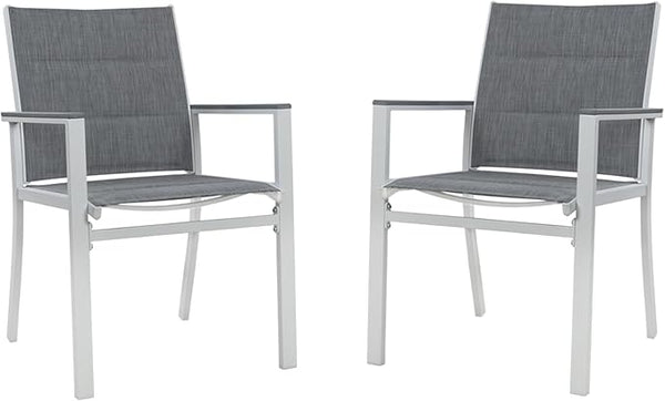 Kozyard Villa Outdoor Patio Dining Chairs Set of 2, Aluminum Frame with Padded Textilene Fabric - Photo 1