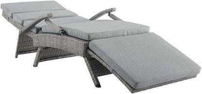 Modway Envisage Outdoor Patio Wicker Rattan Chaise Lounge in Light Gray Gray