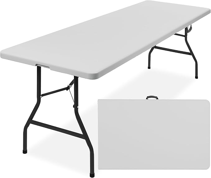 Best Choice Products 8ft Plastic Folding Table, Indoor Outdoor Heavy Duty Portable w/Handle, Lock for Picnic, Party - Photo 1
