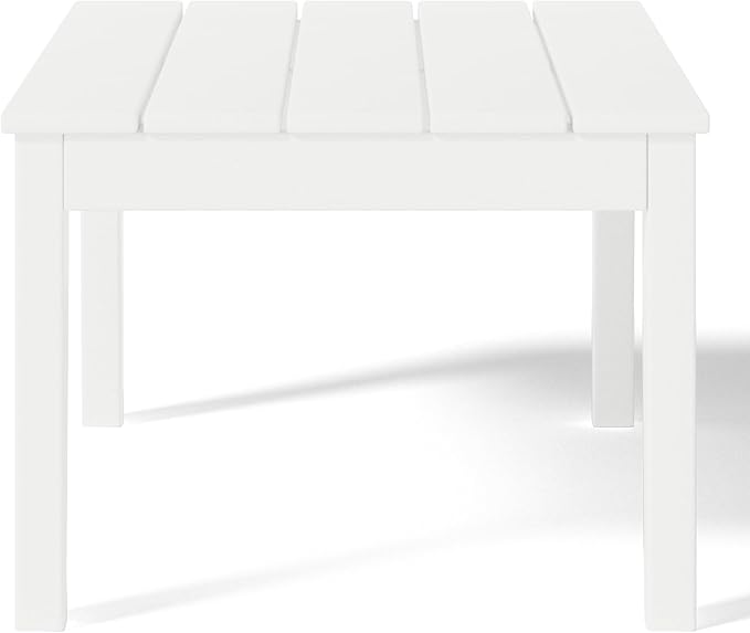 WestinTrends Malibu Low Outdoor HDPE Patio Rectangle Coffee Table, White