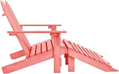 2-Seater Patio Adirondack Chair&Ottoman Fir Wood Pink, Suitable for patios, Gardens, Balconies