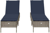 Adjustable Outdoor Lounge Chairs Set of 2 Gray PE Rattan Patio Chaise Lounger with 5-Position Backrest Weather-Safe - Photo 5
