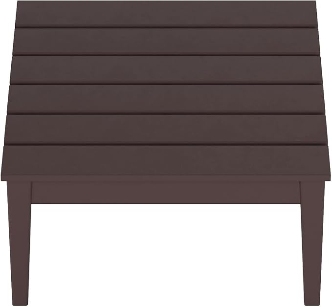 WestinTrends Ashore Outdoor Coffee Table, 32 Inch All Weather Poly Lumber Adirondack Patio Coffee Table Square Low Table, Dark Brown