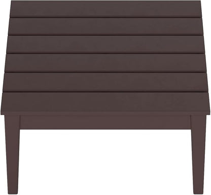 WestinTrends Ashore Outdoor Coffee Table, 32 Inch All Weather Poly Lumber Adirondack Patio Coffee Table Square Low Table, Dark Brown
