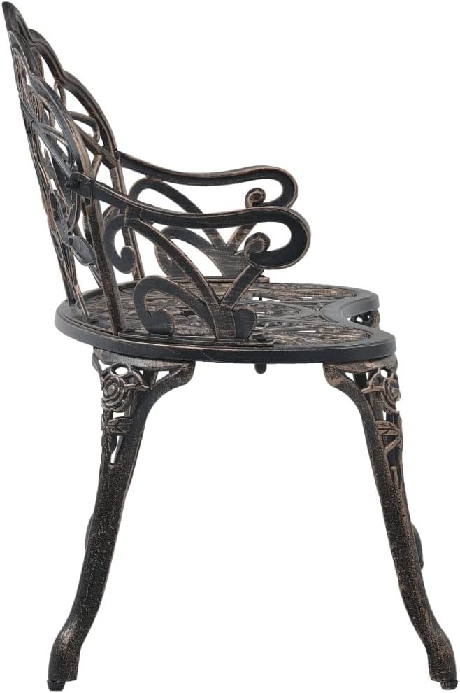 Bistro Bench,Outdoor Garden Benches Patio Park Chairs, Metal Frame Furniture with Backrest and Armrests for Porch Yard Lawn Deck,39.4" Bronze Cast Aluminium