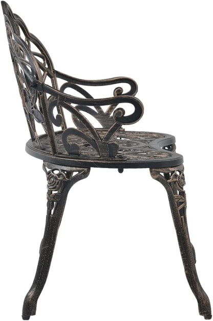 Bistro Bench,Outdoor Garden Benches Patio Park Chairs, Metal Frame Furniture with Backrest and Armrests for Porch Yard Lawn Deck,39.4" Bronze Cast Aluminium