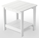 hOmeHua Weather Resistant Side Table, 17 inch Square 2-Layer Structure Wide Desktop, Imitation Wood Stripes - Photo 1