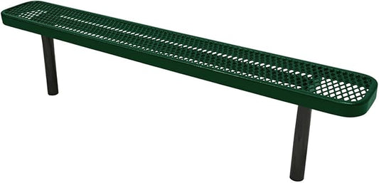 COATEDOUTDOORFURNITURE Coated Outdoor Furniture Heavy-Duty Outdoor Bench Thermoplastic Coated, Expanded Metal, Commercial-Grade Seating, Made in America (Inground Without Back, 6 Ft, Green)