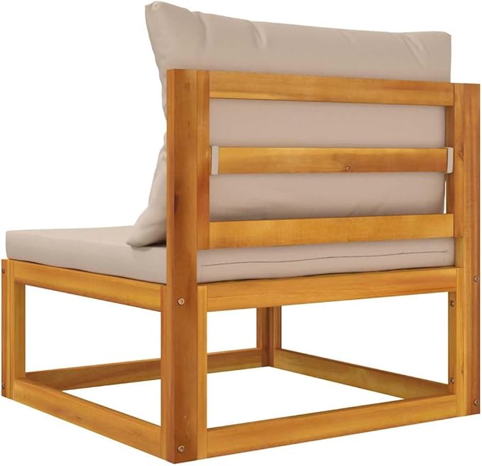Garden Sofa Set, Taupe Solid Acacia Wood Outdoor Sectional Sofa Unit, Modular Seating for Balcony Backyard