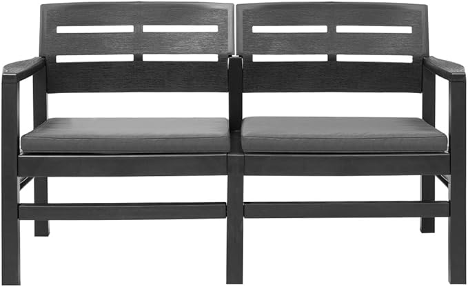 Garden Bench Deck Bench 2-Seater Patio Bench with Cushions 52.4" Plastic Anthracite
