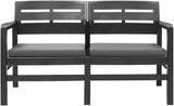 Garden Bench Deck Bench 2-Seater Patio Bench with Cushions 52.4" Plastic Anthracite - Photo 3