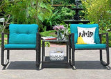 HAPPYGRILL 3-Piece Rocking Bistro Set Outdoor Patio Furniture Rattan Wicker Conversation Set with Rocking Chairs and - Photo 2