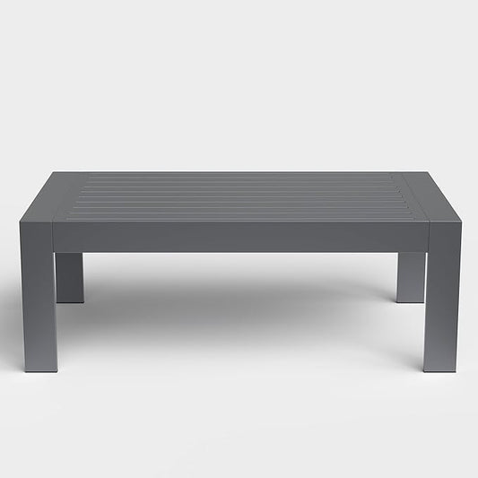 Outdoor Rectangle Patio Aluminum Coffee Tables for Outside, All Weather Patio Slatted Tabletop for Indoor or Outdoor Use