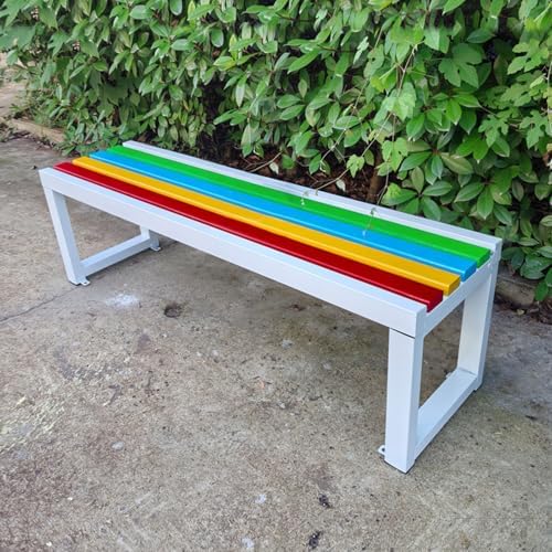 Weatherproof Metal Outdoor Bench, 500kg Capacity, Stylish Wood-Plastic Design for Garden, Patio, Park, School, 59in Long, Durable & Comfortable Seating Solution