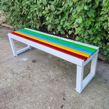 Weatherproof Metal Garden Bench, 59in Outdoor Patio Seating, Durable Wood-Plastic Design, Perfect for Park, Lawn, Yard, School, 500kg Capacity