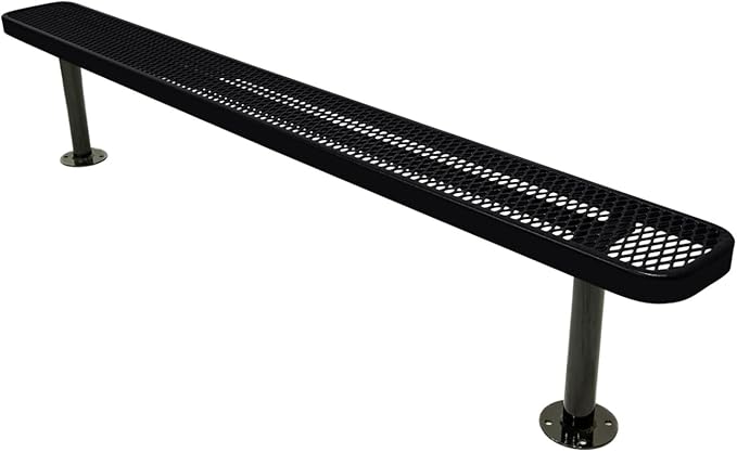 COATEDOUTDOORFURNITURE Coated Outdoor Furniture Heavy-Duty Outdoor Bench Thermoplastic Coated, Expanded Metal, Commercial-Grade Seating, Made in America (Surface Without Back, 8 Ft, Black)